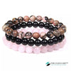 TCC™ Natural Rhodonite & Rose Quartz and Black Onyx Triple Power Bracelet